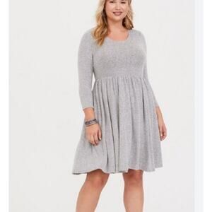 Torrid Grey Hacci Skater Sweater Dress 3/4 Sleeve Sz 2 (18/20) NWT